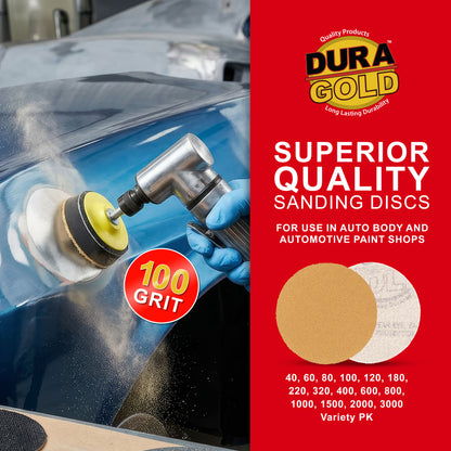 100 Grit - 2" Gold Hook & Loop Sanding Discs for DA Sanders - Box of 30