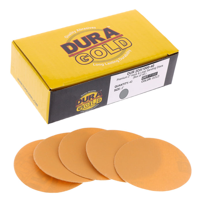 1000 Grit - 2" Gold Hook & Loop Sanding Discs for DA Sanders - Box of 40