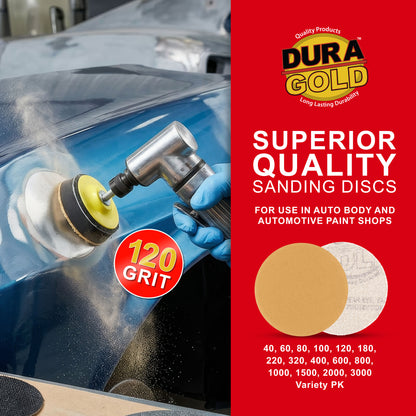 120 Grit - 2" Gold Hook & Loop Sanding Discs for DA Sanders - Box of 30