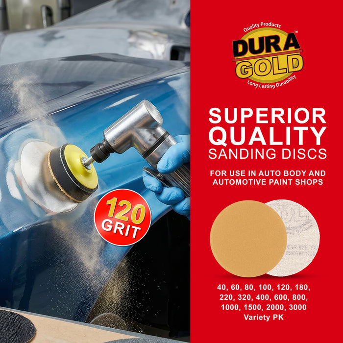 120 Grit - 2" Gold Hook & Loop Sanding Discs for DA Sanders - Box of 30