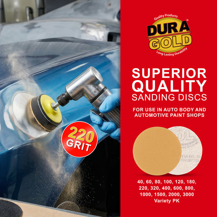 220 Grit - 2" Gold Hook & Loop Sanding Discs for DA Sanders - Box of 30