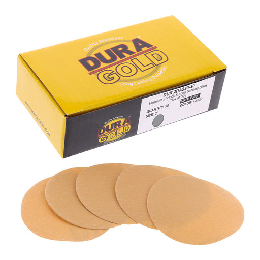 320 Grit - 2" Gold Hook & Loop Sanding Discs for DA Sanders - Box of 30