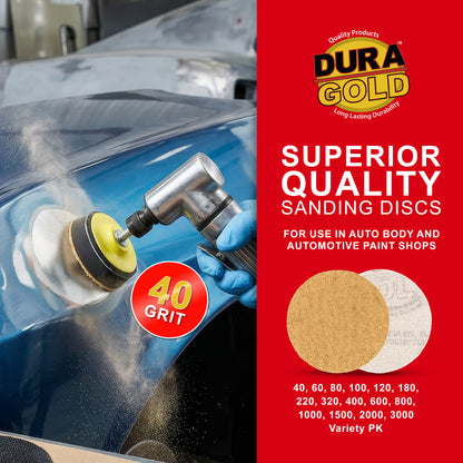 40 Grit - 2" Gold Hook & Loop Sanding Discs for DA Sanders - Box of 20