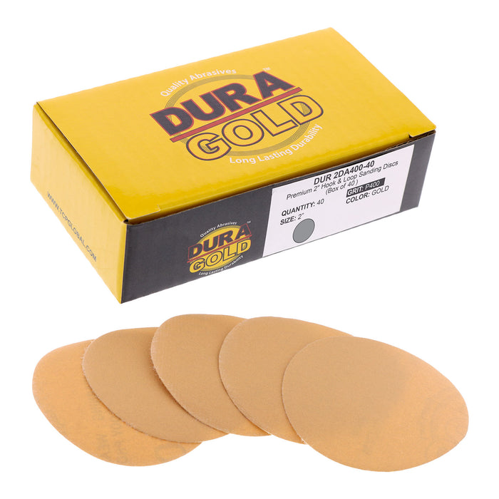 400 Grit - 2" Gold Hook & Loop Sanding Discs for DA Sanders - Box of 40