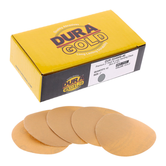 600 Grit - 2" Gold Hook & Loop Sanding Discs for DA Sanders - Box of 40