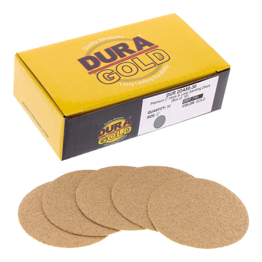 80 Grit - 2" Gold Hook & Loop Sanding Discs for DA Sanders - Box of 30