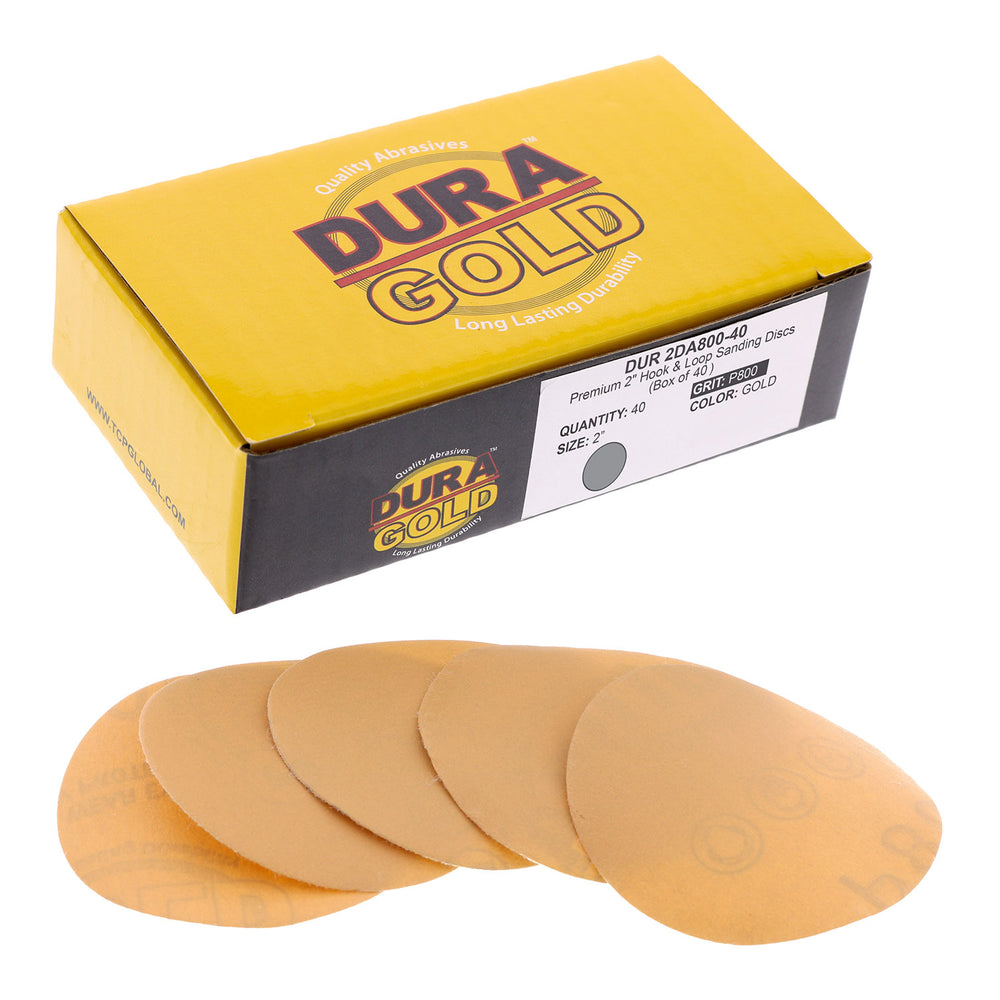 800 Grit - 2" Gold Hook & Loop Sanding Discs for DA Sanders - Box of 40