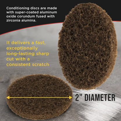 2" Diameter Surface Conditioning Discs Brown Coarse Sanding Grit (Box of 25) - R-Type Quick Change Connection - Surface Drill, Die Grinder, Strip, Grind & Remove Rust, Burrs, Paint