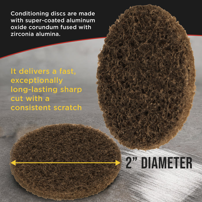 2" Diameter Surface Conditioning Discs Brown Coarse Sanding Grit (Box of 25) - R-Type Quick Change Connection - Surface Drill, Die Grinder, Strip, Grind & Remove Rust, Burrs, Paint