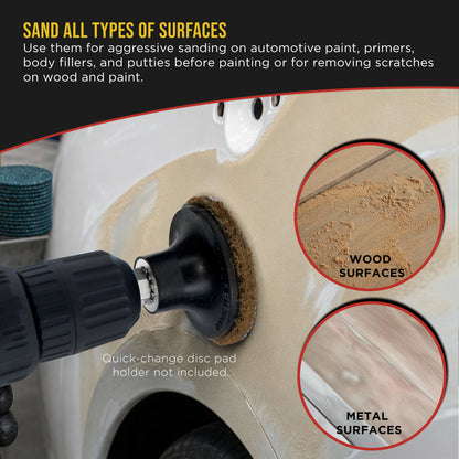 2" Diameter Surface Conditioning Discs Brown Coarse Sanding Grit (Box of 25) - R-Type Quick Change Connection - Surface Drill, Die Grinder, Strip, Grind & Remove Rust, Burrs, Paint