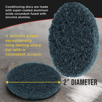 2" Diameter Surface Conditioning Discs Blue Fine Sanding Grit (Box of 25) - R-Type Quick Change Connection - Finishing Prep, Grind Remove Rust, Strip Paint - For Drill, Die Grinder