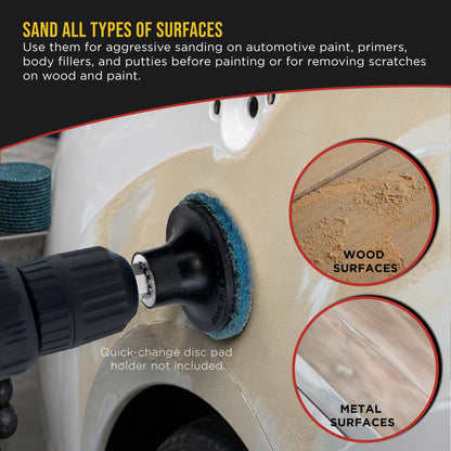 2" Diameter Surface Conditioning Discs Blue Fine Sanding Grit (Box of 25) - R-Type Quick Change Connection - Finishing Prep, Grind Remove Rust, Strip Paint - For Drill, Die Grinder