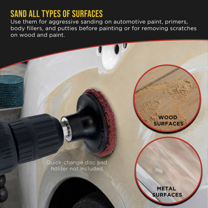 2" Diameter Surface Conditioning Discs Maroon Medium Sanding Grit (Box of 25) - R-Type Quick Change Connection - Surface Prep Grind Remove Rust, Strip Paint, For Drill, Die Grinder
