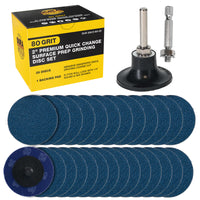 2 Inch Grinding Discs, 80 Grit (25 Disc Set) with R-Type Adapter & Backing Pad - Quick Change Zirconia Coarse Cut Sanding Discs for Auto, Wood, Metal, Rust, Oxidation, Welds