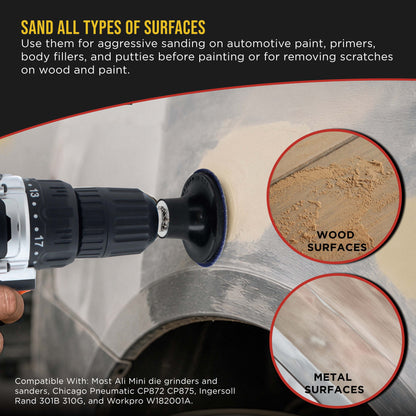 2 Inch Grinding Discs, 80 Grit (25 Disc Set) with R-Type Adapter & Backing Pad - Quick Change Zirconia Coarse Cut Sanding Discs for Auto, Wood, Metal, Rust, Oxidation, Welds