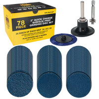 2 Inch Grinding Discs, 36, 60 & 80 Grit (25 Disc Each), R-Type Adapter & Backing Pad - Quick Change Zirconia Coarse Cut Sanding Discs for Auto, Wood, Metal, Rust, Oxidation, Welds