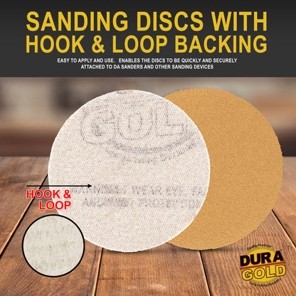 100 Grit - 3" Gold Hook & Loop Sanding Discs for DA Sanders - Box of 40