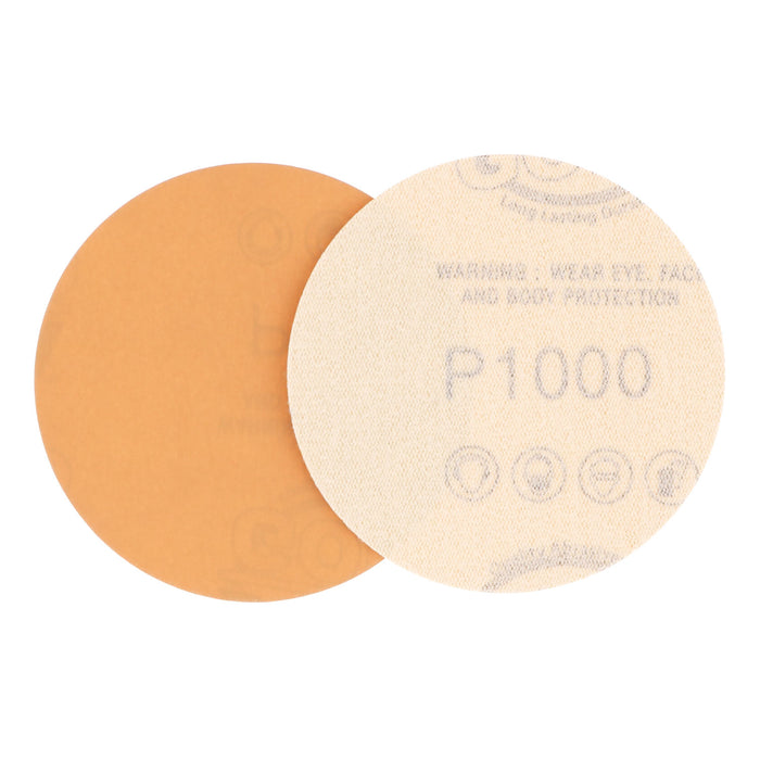 1000 Grit - 3" Gold Hook & Loop Sanding Discs for DA Sanders - Box of 40