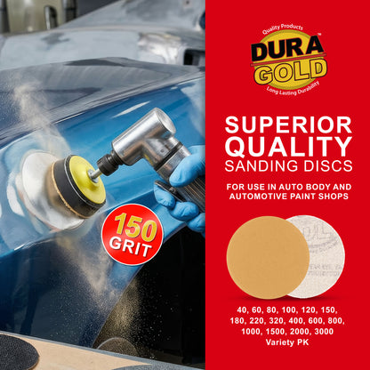 150 Grit - 3" Gold Hook & Loop Sanding Discs for DA Sanders - Box of 30