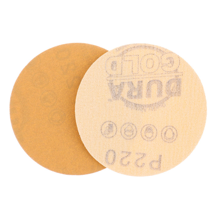 220 Grit - 3" Gold Hook & Loop Sanding Discs for DA Sanders - Box of 30