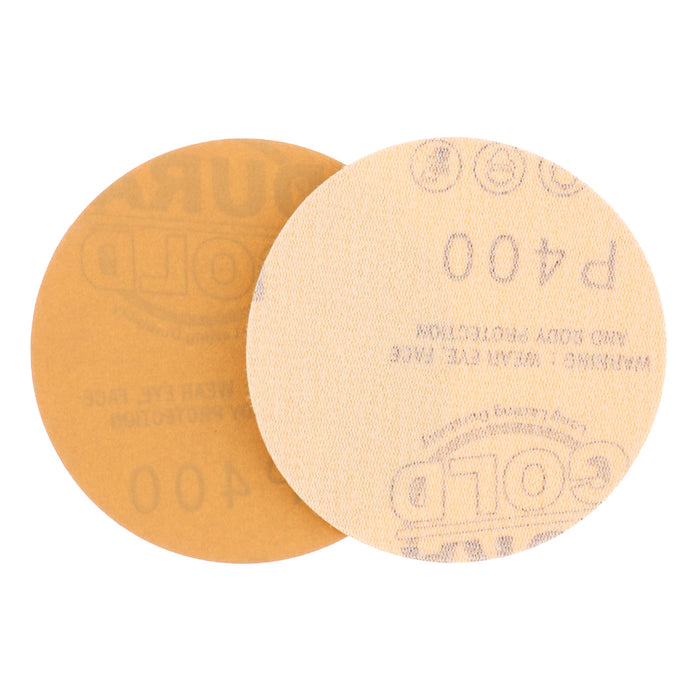 400 Grit - 3" Gold Hook & Loop Sanding Discs for DA Sanders - Box of 40