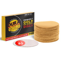 400 Grit - 3" Gold Hook & Loop Sanding Discs for DA Sanders - Box of 40