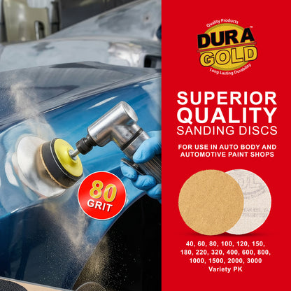 80 Grit - 3" Gold Hook & Loop Sanding Discs for DA Sanders - Box of 30