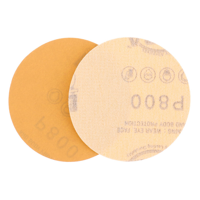 800 Grit - 3" Gold Hook & Loop Sanding Discs for DA Sanders - Box of 40