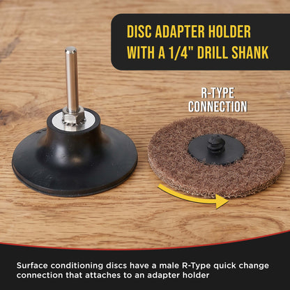 3" Diameter Surface Conditioning Discs Brown Coarse Sanding Grit (Box of 25) - R-Type Quick Change - Surface Drill, Die Grinder, Strip, Grind & Remove Rust, Burrs, Paint