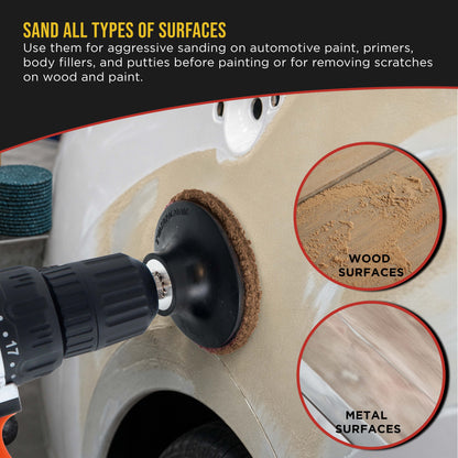 3" Diameter Surface Conditioning Discs Brown Coarse Sanding Grit (Box of 25) - R-Type Quick Change - Surface Drill, Die Grinder, Strip, Grind & Remove Rust, Burrs, Paint
