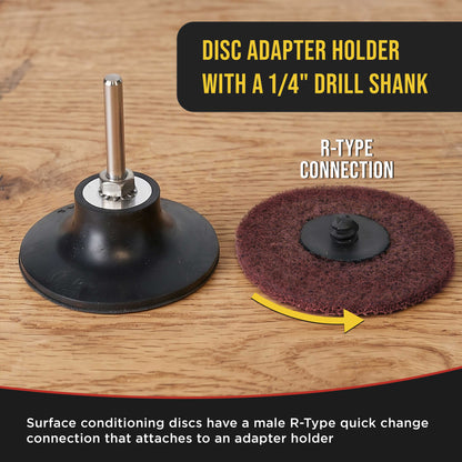 3" Diameter Surface Conditioning Discs Maroon Medium Sanding Grit (Box of 25) - R-Type Quick Change - Surface Prep Grind Remove Rust, Strip Paint, For Drill, Die Grinder