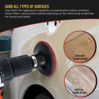 3" Diameter Surface Conditioning Discs Maroon Medium Sanding Grit (Box of 25) - R-Type Quick Change - Surface Prep Grind Remove Rust, Strip Paint, For Drill, Die Grinder