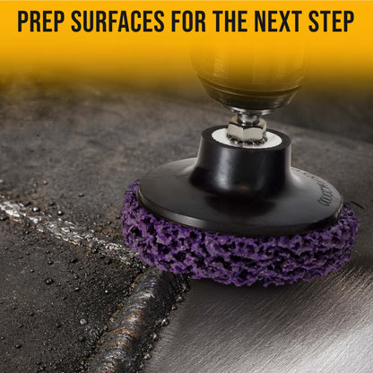 11-Piece 3" Diameter Abrasive Stripping Brush Wheel Set - 10 Each Quick Change Grinding Strip Discs, 1/4" Drill Shank Backing Pad - Remove Rust, Welds, Burrs, Paint