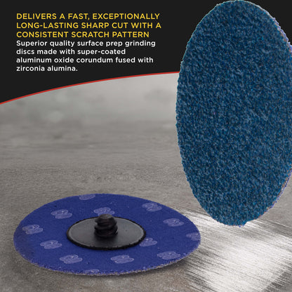 3 Inch Grinding Discs, 36 Grit (25 Disc Set) with R-Type Adapter & Backing Pad - Quick Change Zirconia Coarse Cut Sanding Discs for Auto, Wood, Metal, Rust, Oxidation, Welds