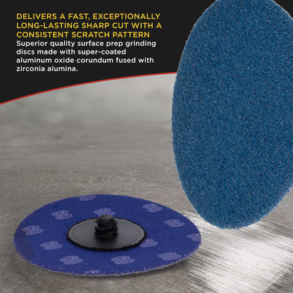 3 Inch Grinding Discs, 60 Grit (25 Disc Set) with R-Type Adapter & Backing Pad - Quick Change Zirconia Coarse Cut Sanding Discs for Auto, Wood, Metal, Rust, Oxidation, Welds