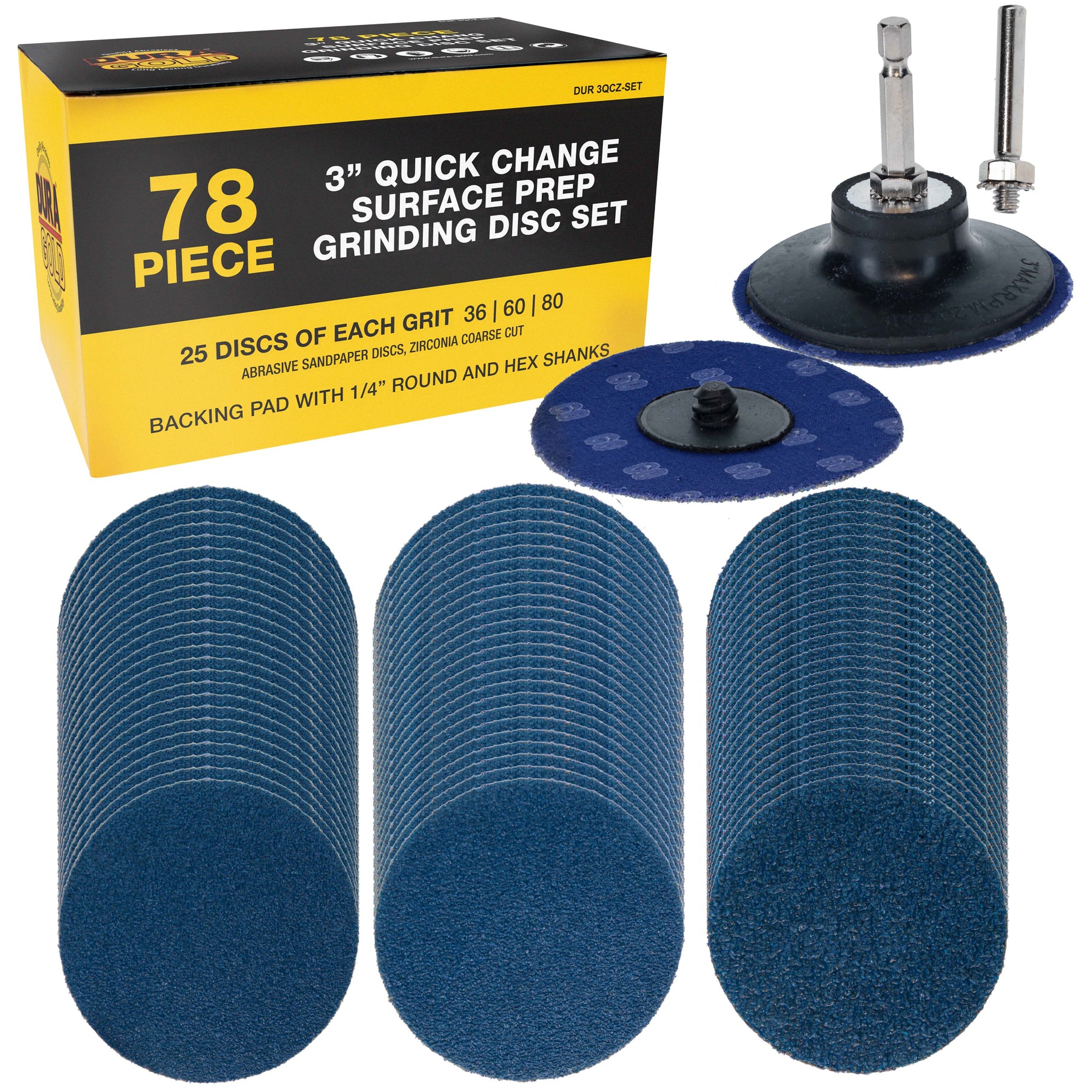 3 Inch Grinding Discs, 36, 60 & 80 Grit (25 Disc Each), R-Type