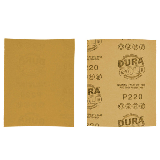 220 Grit Gold - 1/4 Sheet Plain Backing Sandpaper 5.5" x 4.5" - For Palm Sanders - Box of 400