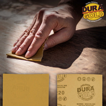 220 Grit Gold - 1/4 Sheet Plain Backing Sandpaper 5.5" x 4.5" - For Palm Sanders - Box of 400