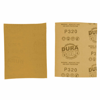 320 Grit Gold - 1/4 Sheet Plain Backing Sandpaper 5.5" x 4.5" - For Palm Sanders - Box of 400