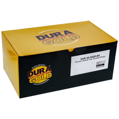 320 Grit Gold - 1/4 Sheet Plain Backing Sandpaper 5.5" x 4.5" - For Palm Sanders - Box of 400