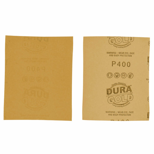400 Grit Gold - 1/4 Sheet Plain Backing Sandpaper 5.5" x 4.5" - For Palm Sanders - Box of 400