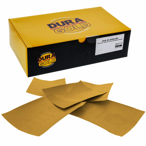 400 Grit Gold - 1/4 Sheet Plain Backing Sandpaper 5.5" x 4.5" - For Palm Sanders - Box of 400