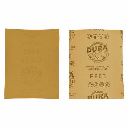 600 Grit Gold - 1/4 Sheet Plain Backing Sandpaper 5.5" x 4.5" - For Palm Sanders - Box of 400
