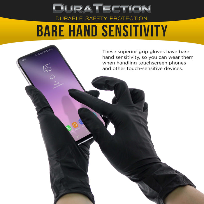 HD Black Nitrile Disposable Gloves, Box of 100, Size Medium, 6 Mil - Latex Free, Powder Free, Textured Grip, Food Safe