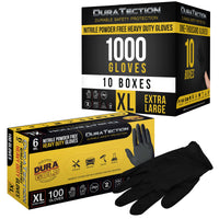 HD Black Nitrile Disposable Gloves, 10 Boxes of 100, Size X-Large, 6 Mil - Latex Free, Powder Free, Textured Grip, Food Safe