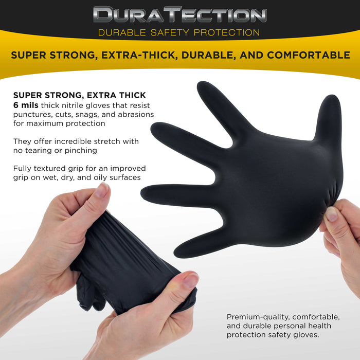 HD Black Nitrile Disposable Gloves, 3 Boxes of 100, Size XX-Large, 6 Mil - Latex Free, Powder Free, Textured Grip, Food Safe