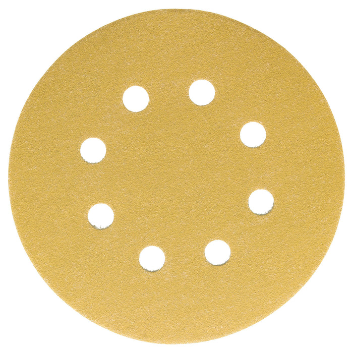 150 Grit - 5" Gold DA Sanding Discs - 8-Hole Pattern Hook and Loop - Box of 50