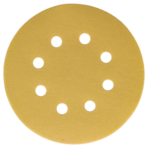 220 Grit - 5" Gold DA Sanding Discs - 8-Hole Pattern Hook and Loop - Box of 50