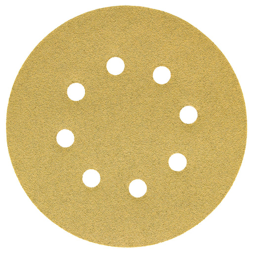 80 Grit - 5" Gold DA Sanding Discs - 8-Hole Pattern Hook and Loop - Box of 50
