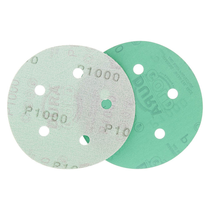 1000 Grit - 5" Green Film DA Sanding Discs - 5-Hole Pattern Hook and Loop - Box of 50